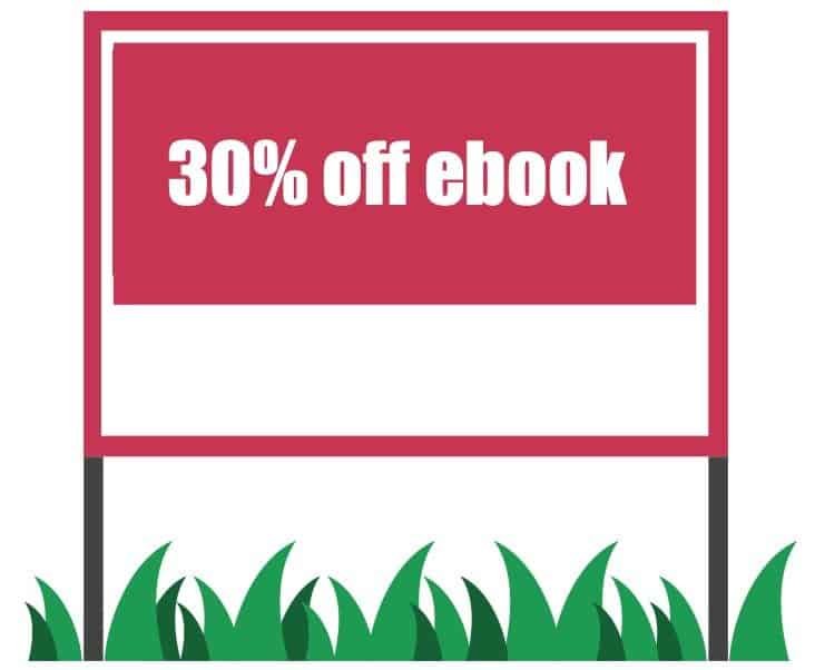The image shows discounted book advertising.